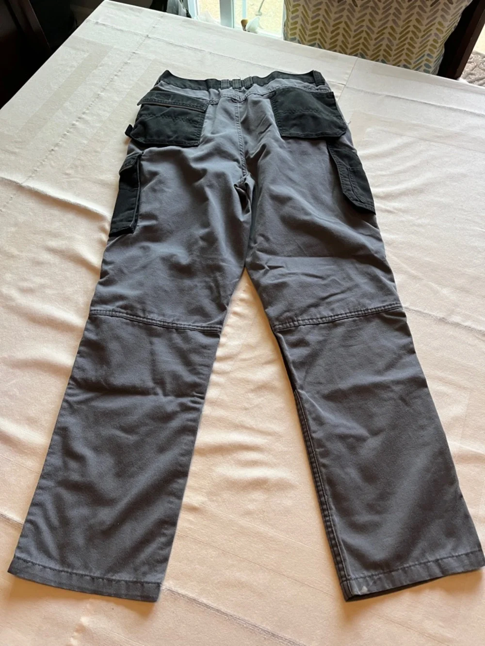 Men's Gray Cargo Work Pants with Black Reinforcements - Picture 2 of 5